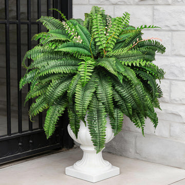 49 inch 96 Leaves Fake Ferns Large, UV Resistant Artificial Plants Outdoors Faux Boston Fern Plants for Porch Home