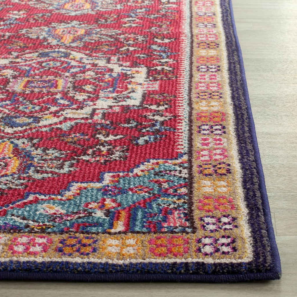 Monaco Collection Accent Rug - 3' x 5', Red & Turquoise, Boho Oriental Medallion Design, Non-Shedding & Easy Care