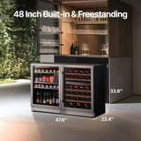 Wine Beverage Refrigerator Bundle - 48 Inch 34-65°F Drink Fridge Glass Door, 3 L