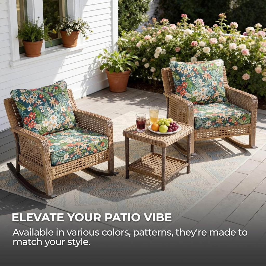 Outdoor Chairs Cushions with Back, Zippered Patio Back&Seat Cushion, 24" x 24" Waterproof Deep Seat Cushions