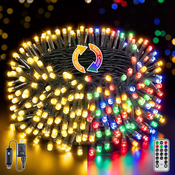 Warm White & Multicolored Outdoor String Lights, 8 Modes