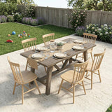 63“ Dining Table for 4 6 People Solid Wood Pine Dining Room Table Triangle Reinforced Base Rectangular Farmhouse