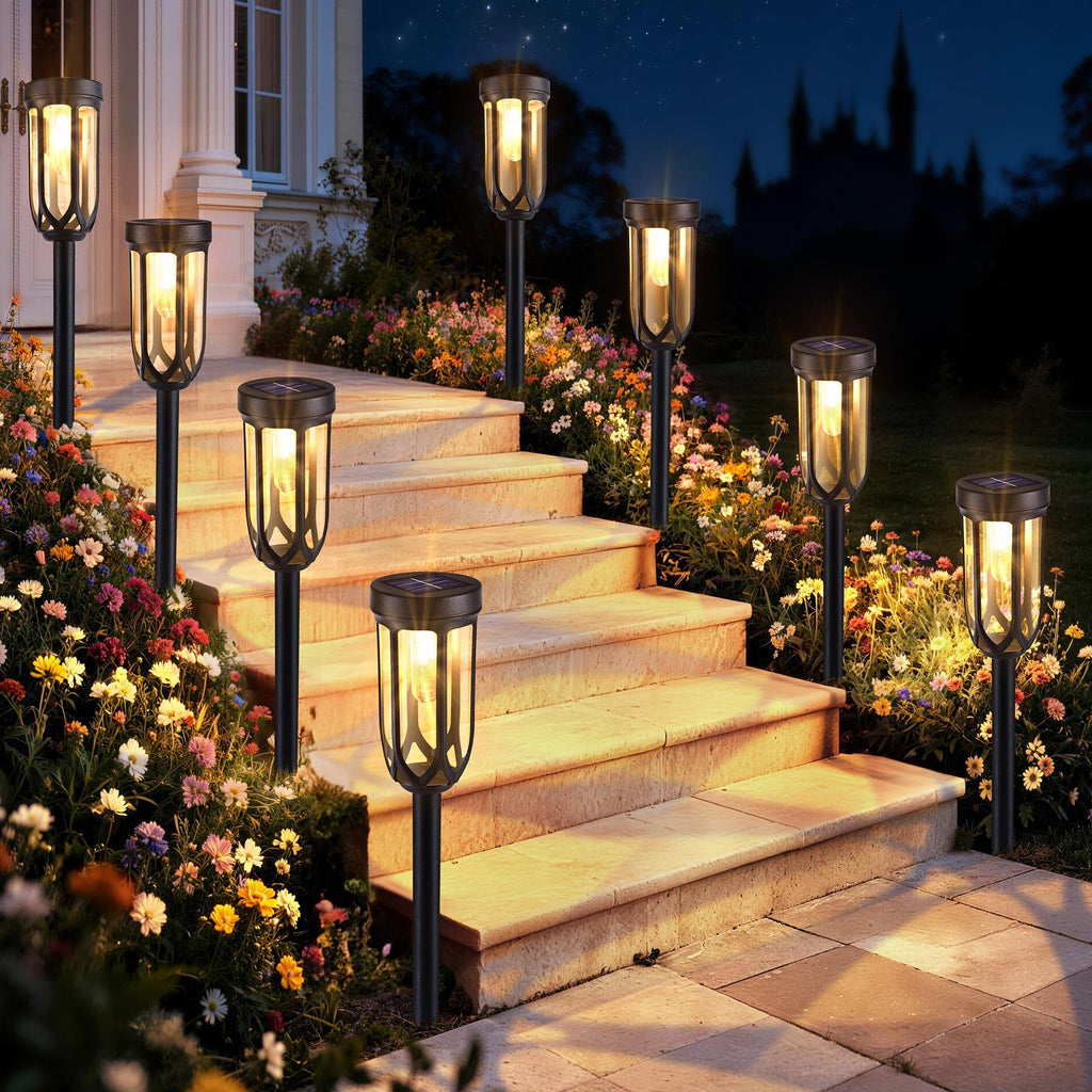 8 Pack Solar Pathway Lights,Warm White