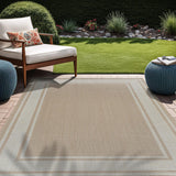 Outdoor Rug 8x10 Modern Bordered Area Rugs for Indoor and Outdoor Patio Deck Porch Garden Waterproof