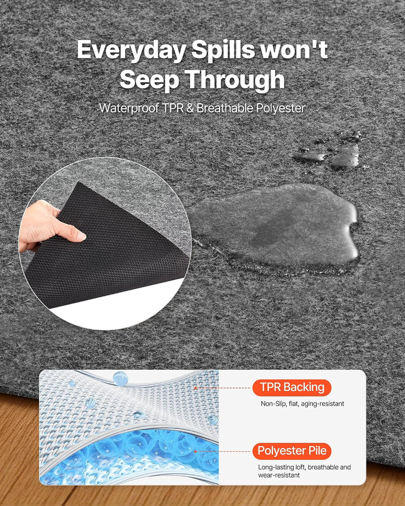 Rug Pad 5 x 7 ft, Non-Slip Carpet Area Pad 0.12inch Rug Mat Padding with Dual Surface Felt Cushion & Rubber Gripper
