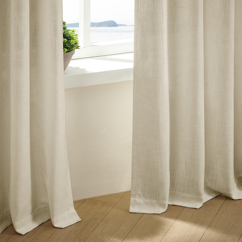 108 Inch Neutral Linen Curtains 2 Panels Set Pinch Pleated