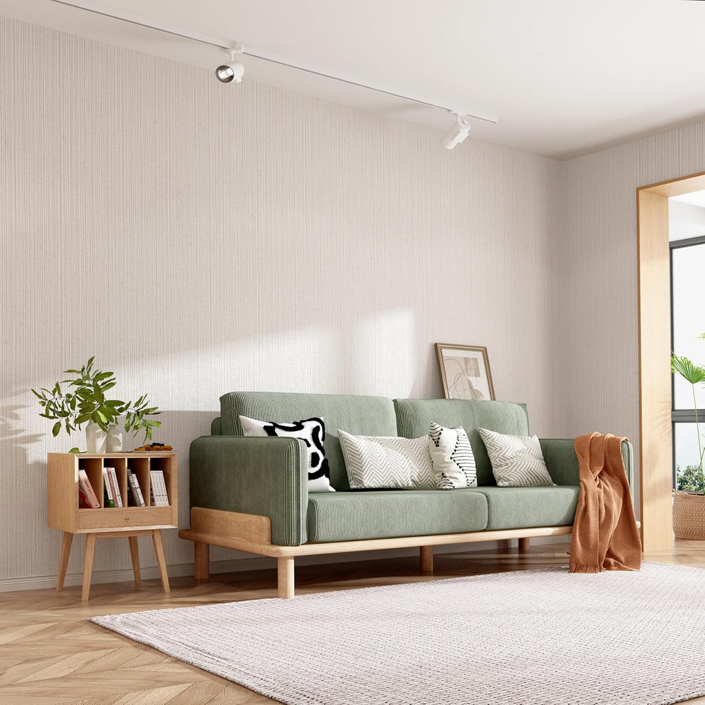 Beige Faux Grasscloth Wallpaper Peel and Stick Linen Textured 24"x394" Upgraded Thick Self-Adhesive Waterproof