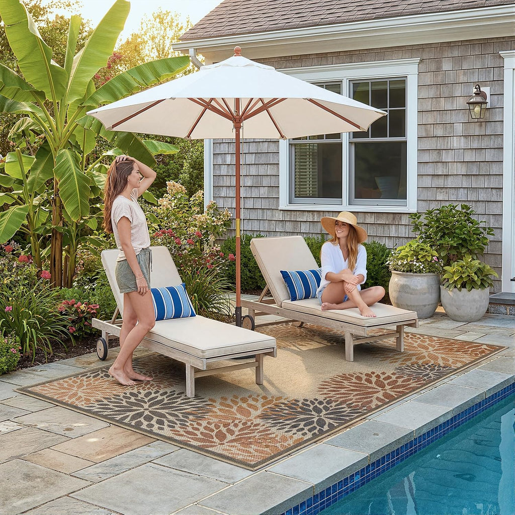 Modern Easy Jute Outdoor Rug, Washable Area Rugs Patio Floral Indoor Outdoor Rug, Boho Farmhouse Non Slip Carpet