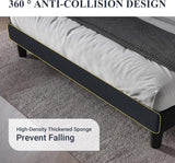 Queen Bed Frame with Button Tufted Wingback Headboard, Modern Upholstered Bed Frame with Solid Wooden Slats Support