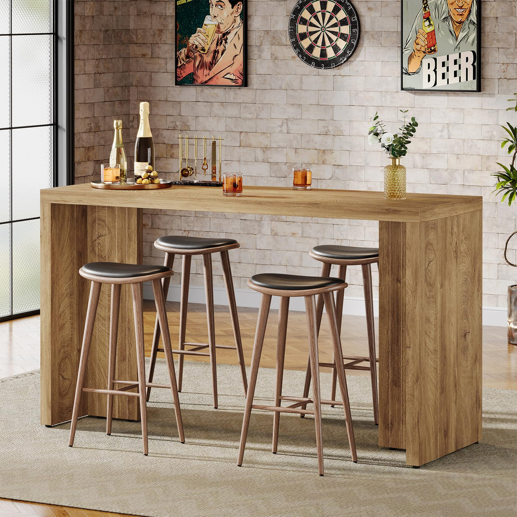 55.12-Inch Long Bar Table, Farmhouse Counter Height Pub Table