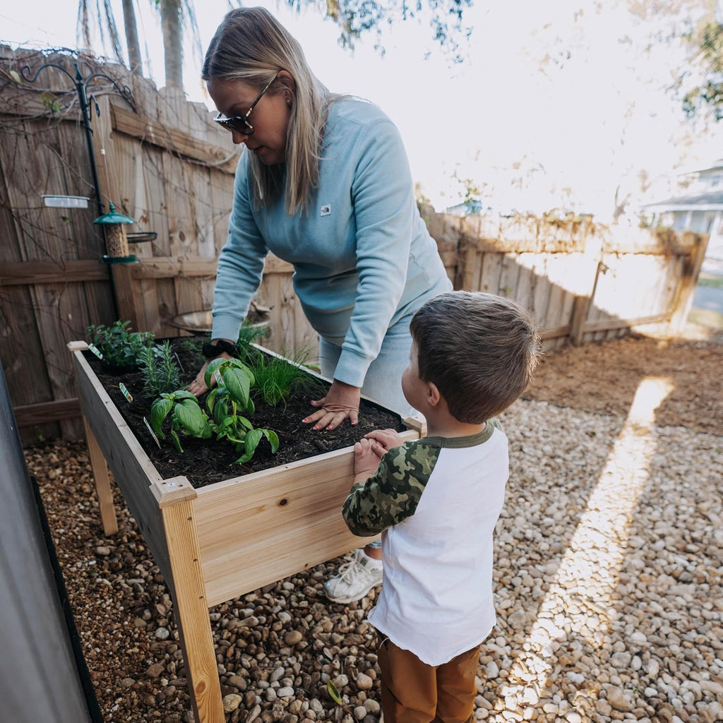 Expressions Wooden Raised Garden Bed|Elevated Planter Box with Included Bed Liner|Outdoor Vegetable, Flower, and Herb