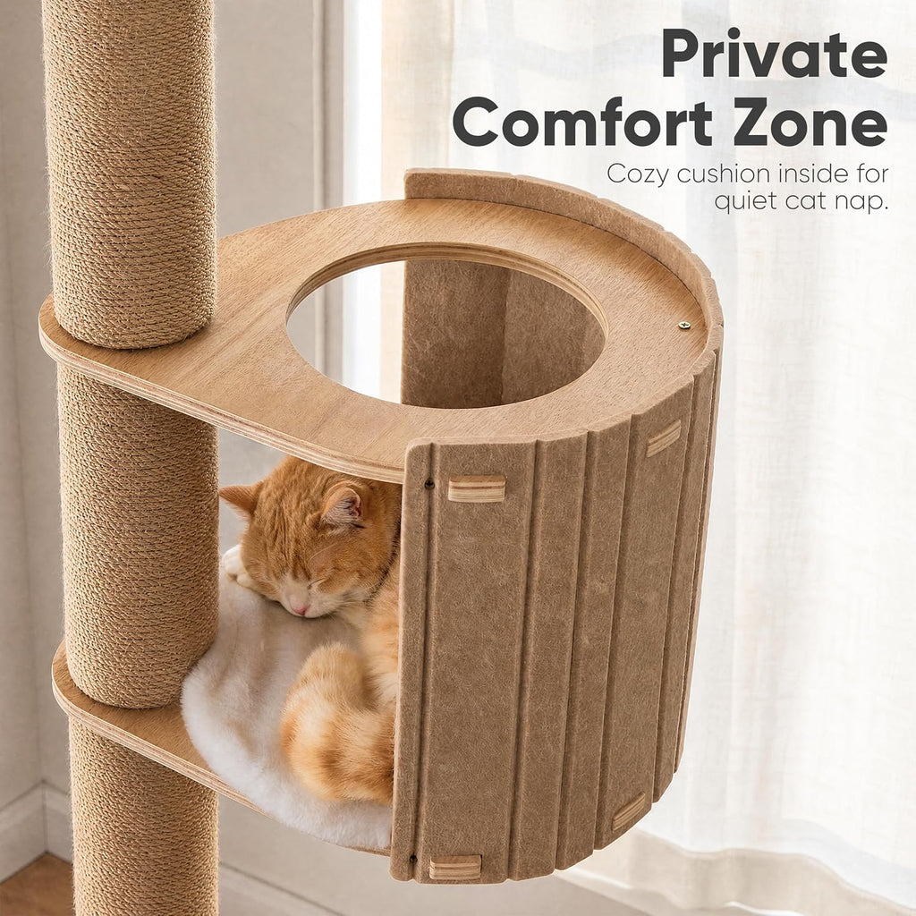 Floor to Ceiling Cat Tree, 78-108in (6.5-9ft) Adjustable Cat Tower