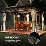10' x 14' Hardtop Gazebo with UPF50+ Double Galvanized Steel Roof Canopy