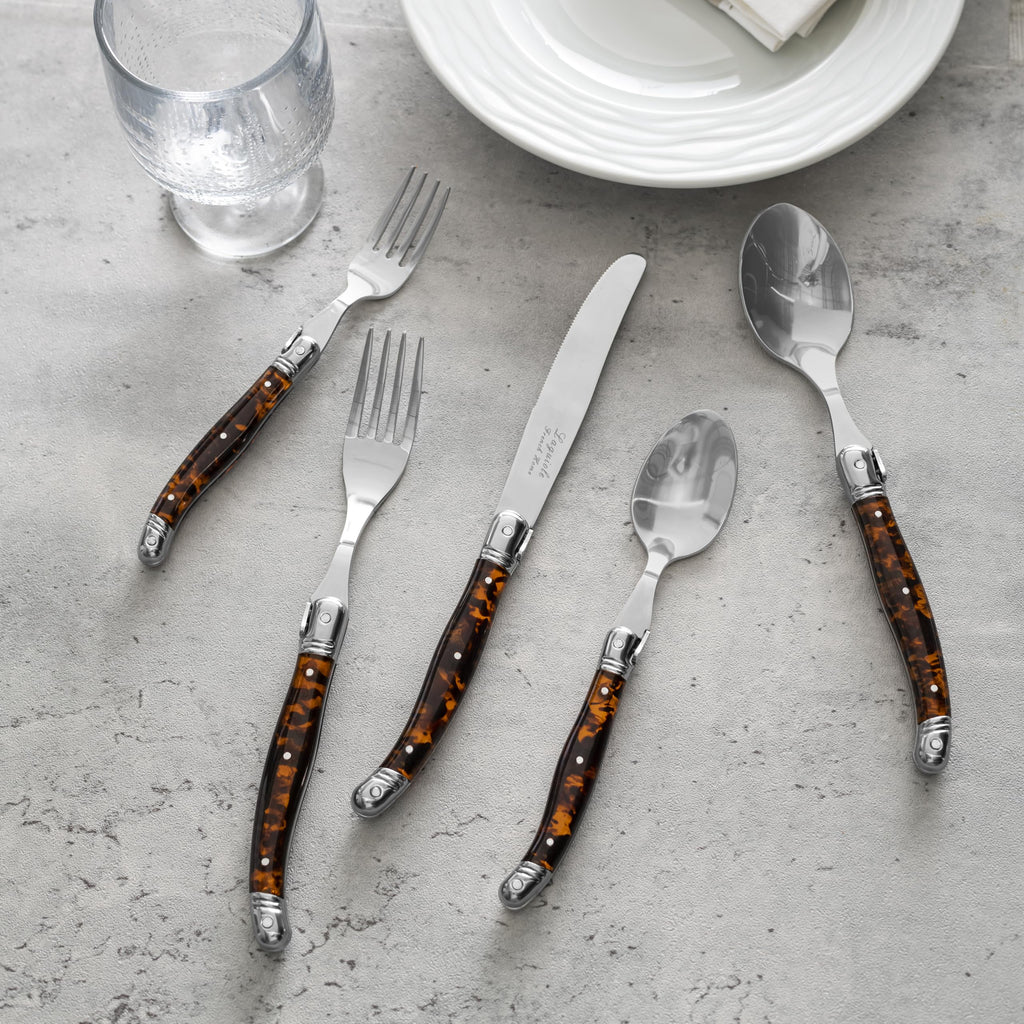 Laguiole Connoisseur 20-Piece Tortoise Shell Flatware Set