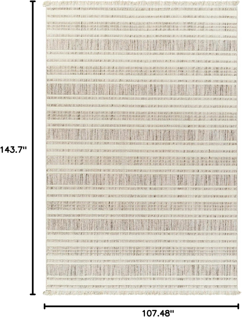 Avari Living Room, Bedroom Area Rug - Striped - Bohemian Transitional Modern Minimalist Farmhouse - Bone, Multi