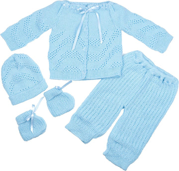 Crochet Outfit Set Newborn Clothe Boys Girls Warm Winter Beautiful Clothing 4 Pieces