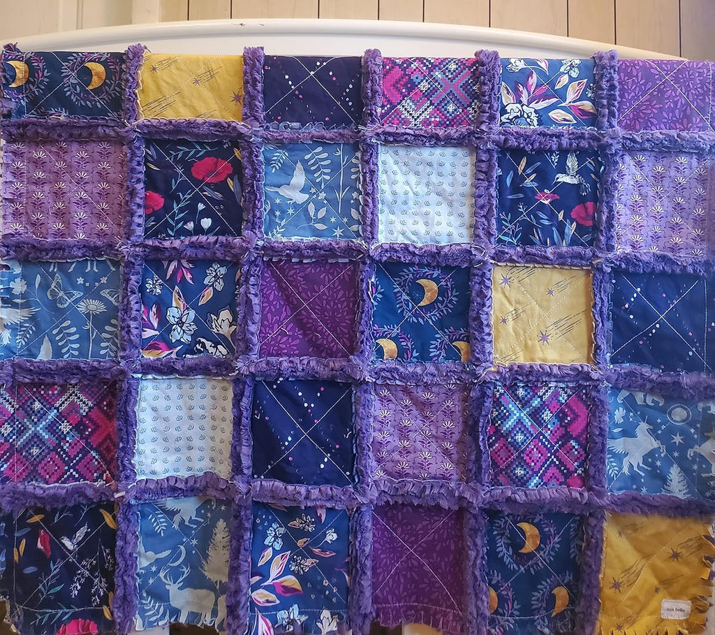 Quilt for Sale, Infant Quilt, Bohemian Rag Quilt, Floral, Baby Bedding, Witchy Gifts, Crib Quilt, Magical Gifts Baby