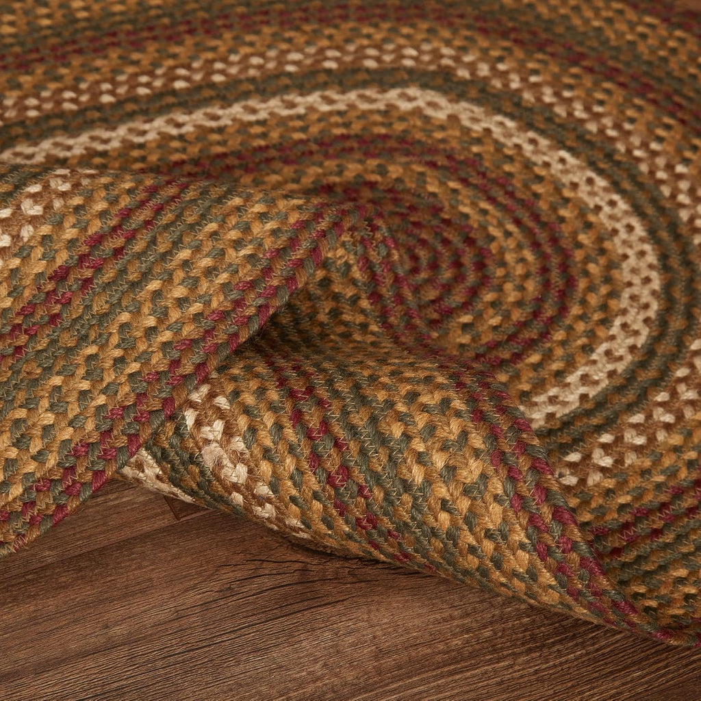 Tea Cabin Rustic Jute Striped Accent Rug Oval w/Pad Floor Decor 27"x48"