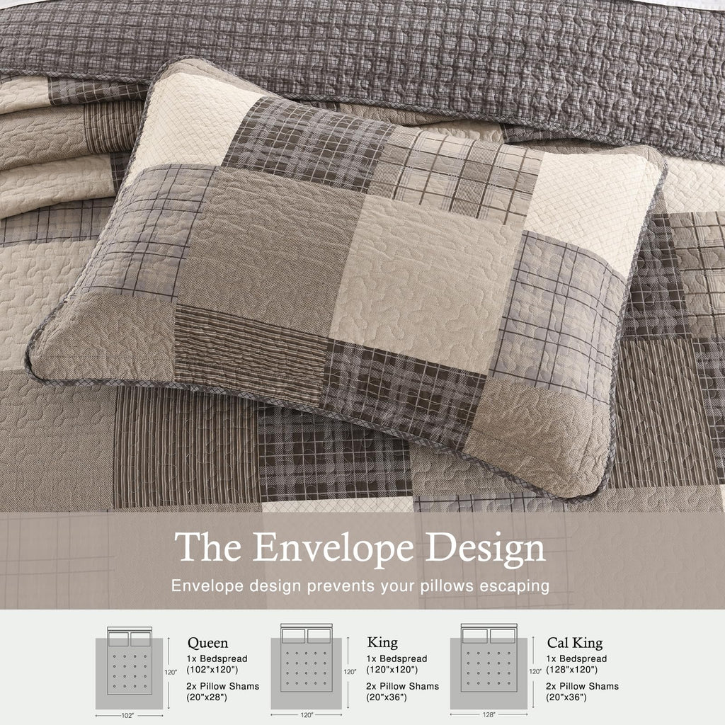 100% Cotton 120x120, Brown Khaki Plaid