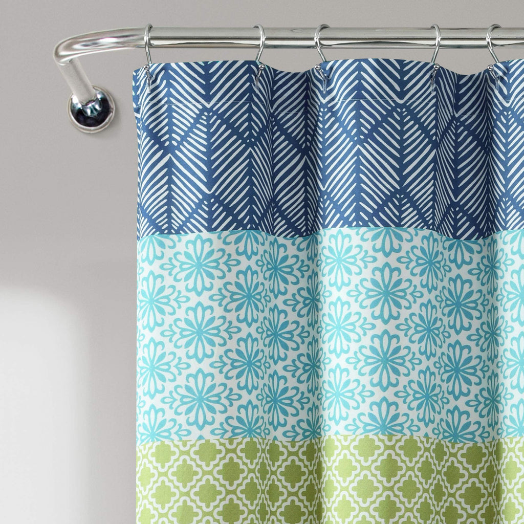 Bohemian Stripe Shower Curtain 72" W x 72" L Blue & Green - Bathroom Curtain - Striped Shower Curtain - Boho Decor