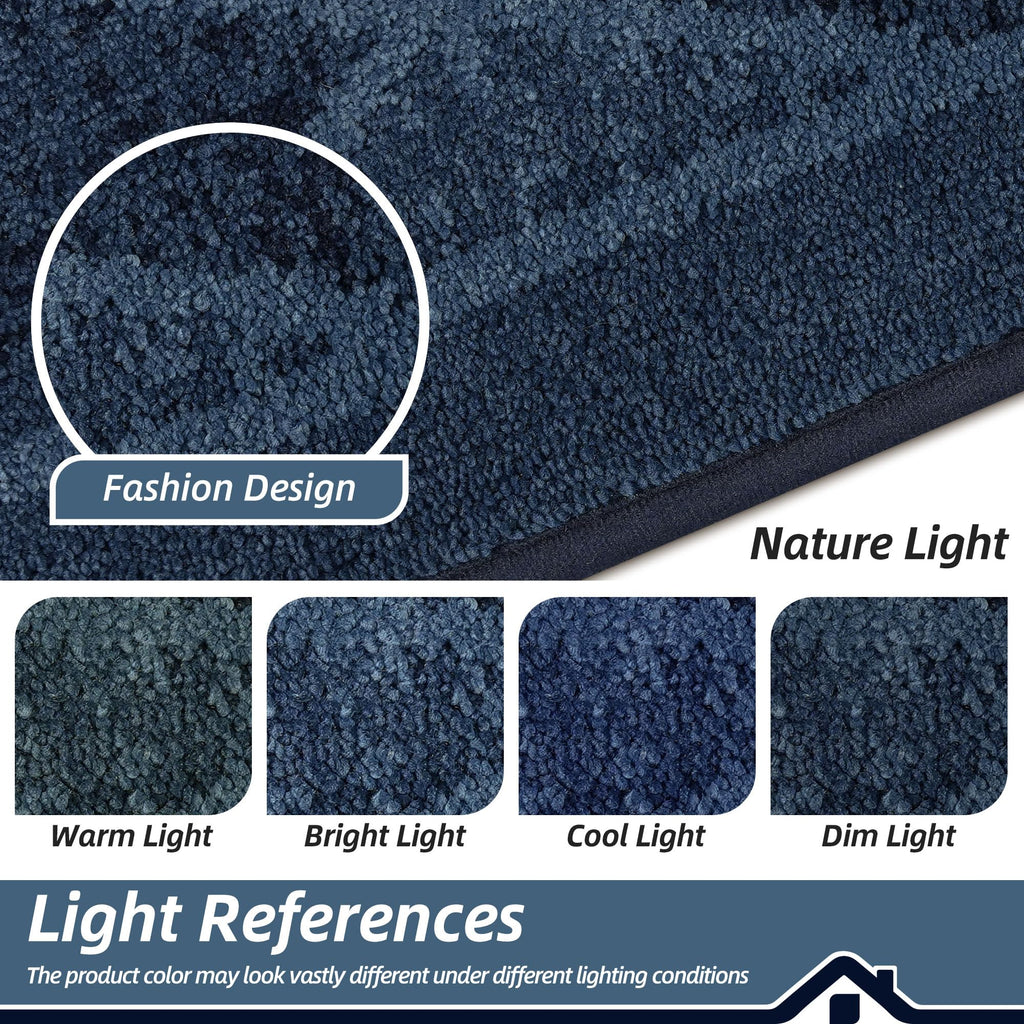 Dirt Trapper Door Mats 36" x 60", Non-Slip Washable, Navy Blue