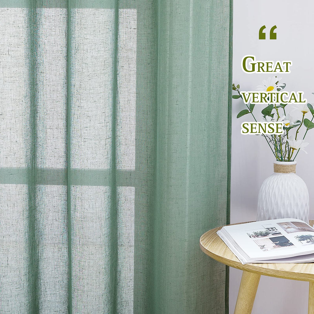 Semi Sheer Short Curtains for Small Window, Eyelet Top Bedroom Curtain Drapes Privacy with Light Filtering Linen