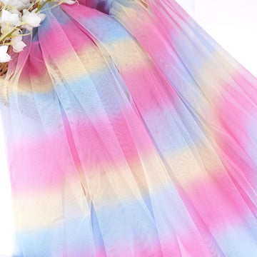 Rainbow Gradient Tulle Fabric for Sewing DIY Crafts Tutu Tulle Dress Making Table Runner Curtain Drapes Home &