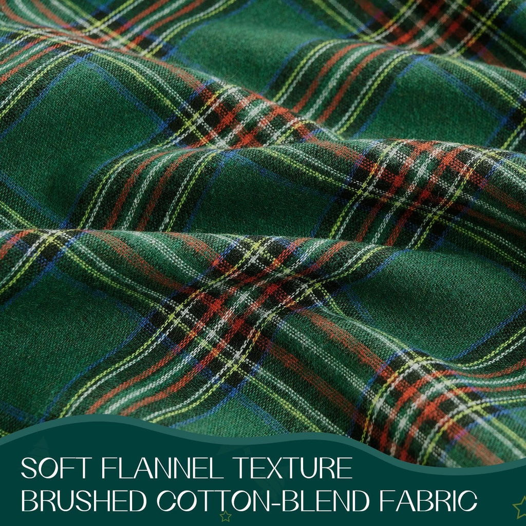 Christmas Plaid Ruffled Tablecloth Rectangle, 60x84 Inch Green