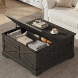 35.5''W Square Coffee Table Farmhouse Lift top Coffee Table with Large Hidden Storage, Wood Center Table, Dark Brown