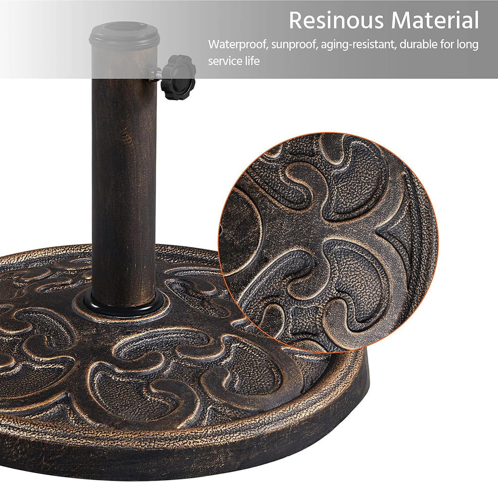 22lbs Heavy Duty Round Antiqued Umbrella Base All Weather Umbrella Stand for Outoor Patio - Bronze