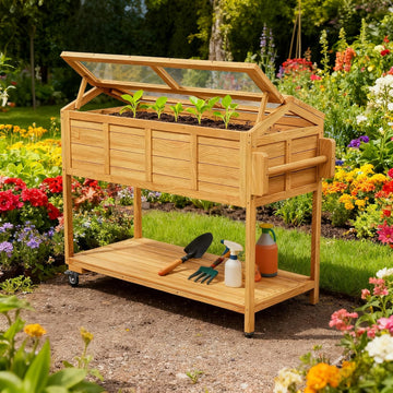 Raised Garden Beds Elevated Herb Planter Box with Legs Cover Indoor Outdoor