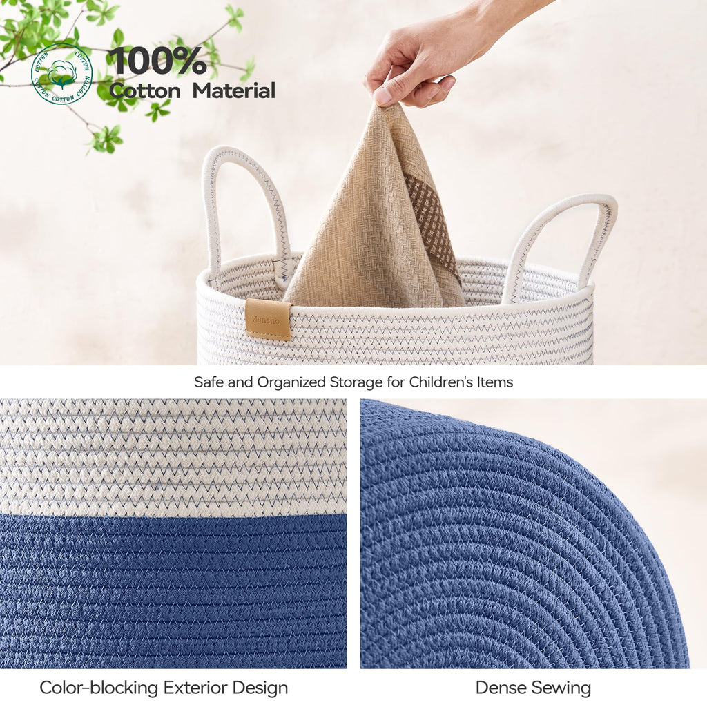 Laundry Hamper 95L,Large Laundry Basket for Clothes,Decorative Storage Basket for Blankets,Cotton Rope Woven basket