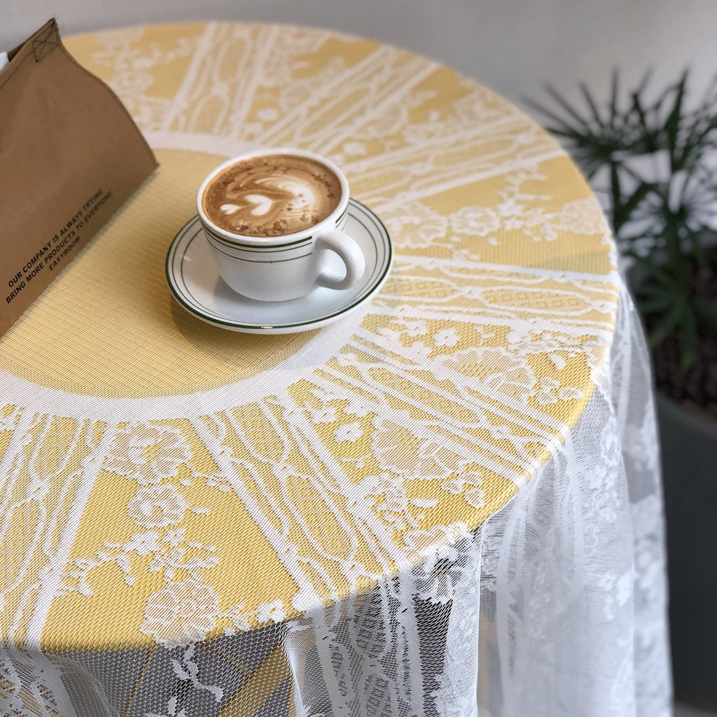 60inch White Round Floral Embroidered lace Table Cloths