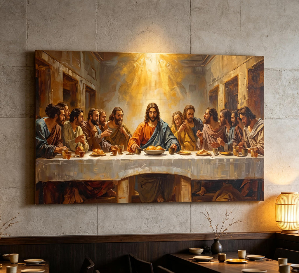 Large The Last Supper Wall Art, Jesus Christ Religious Canvas Print Poster, Christian Wall Decor for Church Living