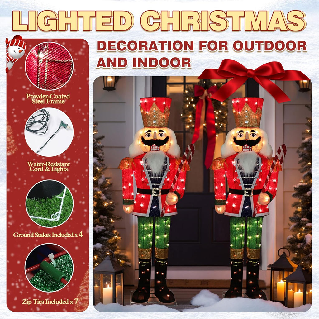 5 FT Lighted Nutcracker Outdoor Christmas Decorations, Christmas Decoration Outside with 100 Lights, Holiday Outdoor
