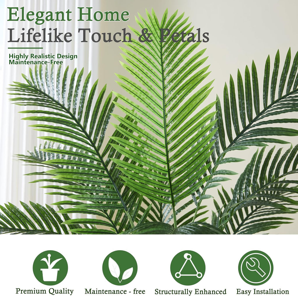 Artificial Palm Tree:6FT Tall Fake Areca Palm Plant (Black Planter)