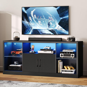 59" TV Stand for TVs up to 65", LED Entertainment Center, Black