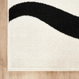 Abani Black and Cream Area Rug | 5' x 8' White Abstract Swirl Wave Carpet | Beige/Ivory Geometric Wave Design | for