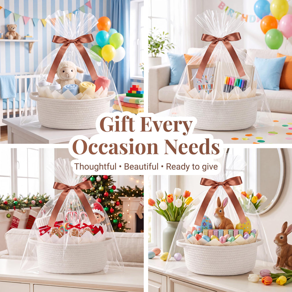 4 Pack Small Woven Gift Baskets Empty to Fill, Cute Gift Basket