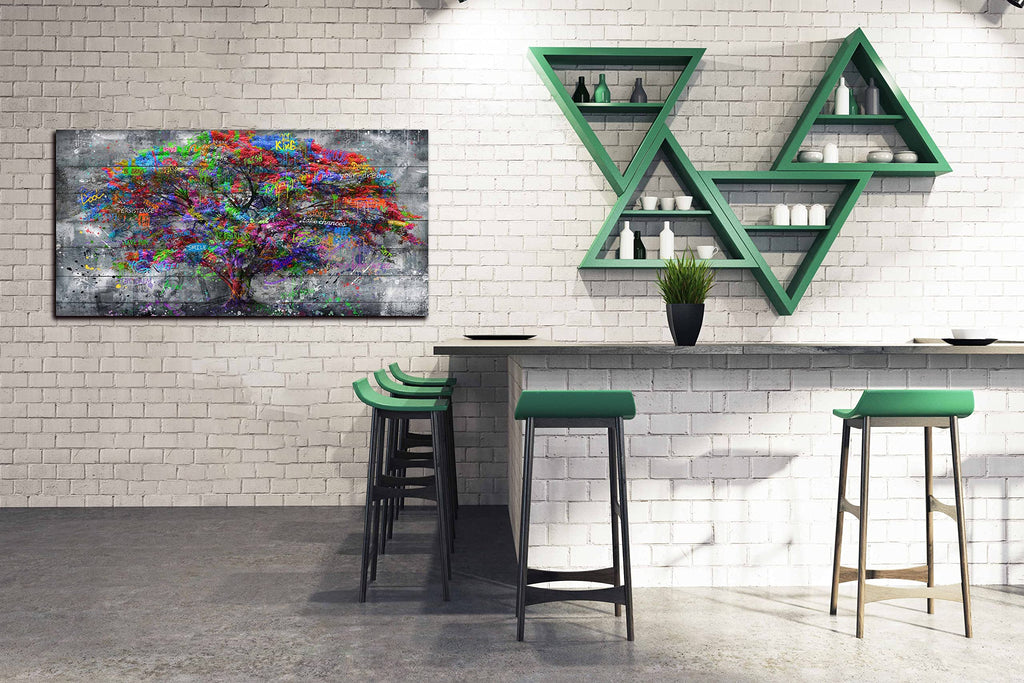 Tree Large Canvas Wall-Art - Graffiti Forest Wall Art - Abstract Modern Home Office Wall Decor Ready to Hang Size 59"