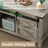 Lift Top Coffee Table, 47.3'' Farmhouse Coffee Table with Large Hidden Storage Compartment & Sliding Barn Doors