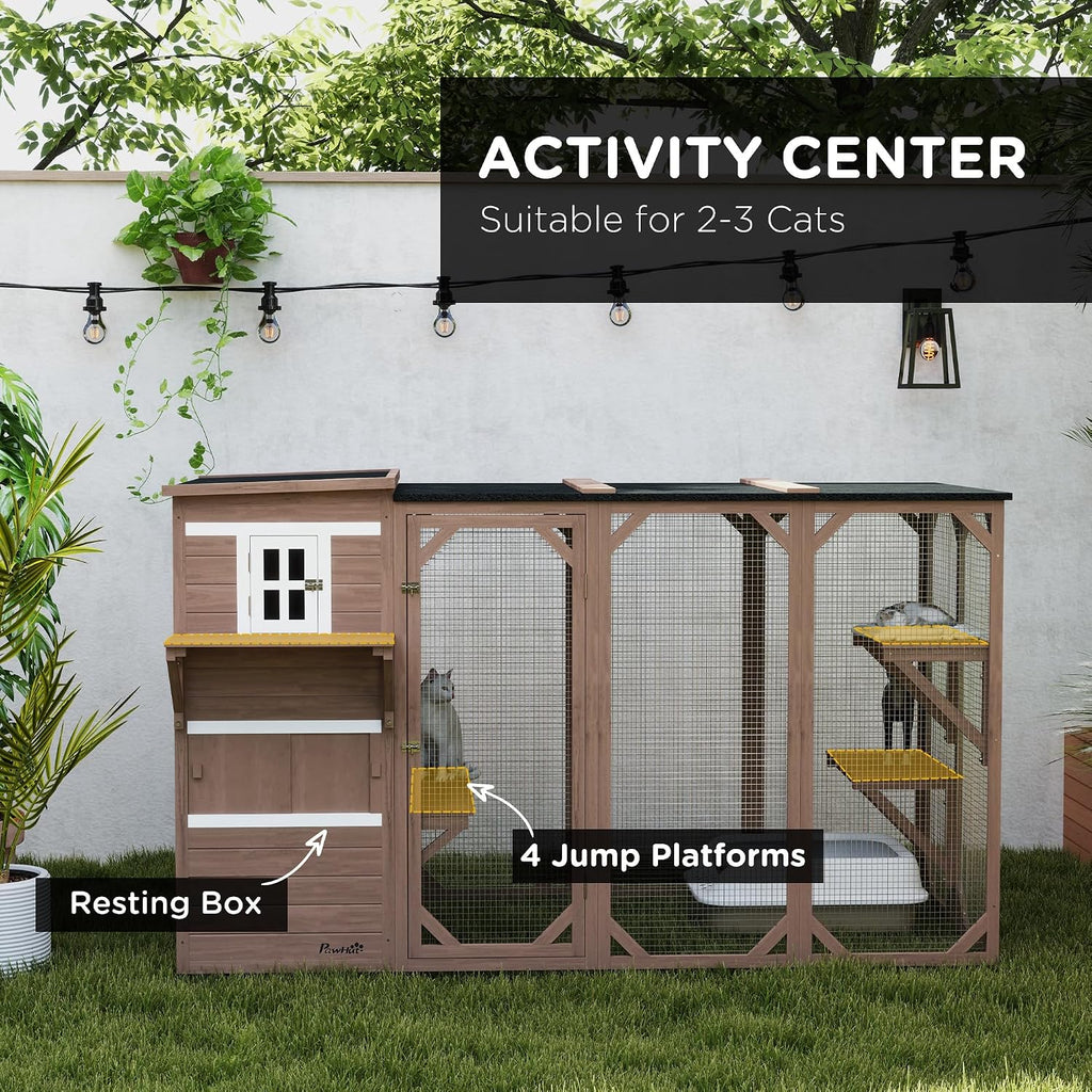 Catio Outdoor Cat Enclosure Large Wood Kitten Cat House 45" H Brown