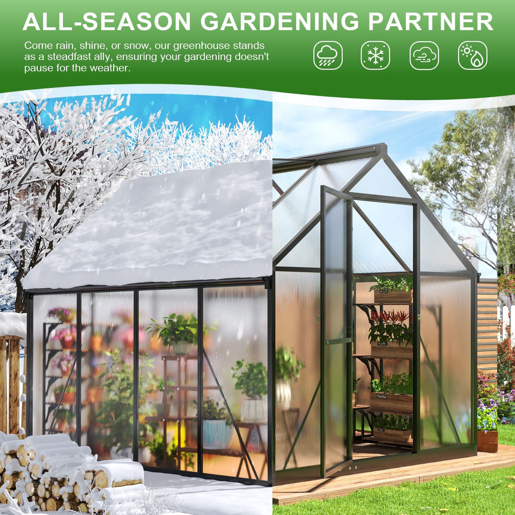 10x12 FT Walk-in Polycarbonate Heavy Duty Greenhouse