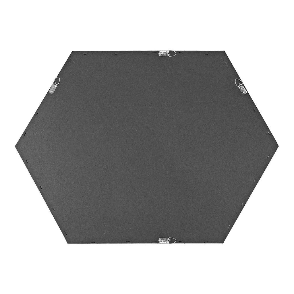 Rhodes Modern Hexagon Wall Mirror, 22 x 31, Natural Teak, Chic Geometric Mirror for Wall