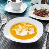 30 Piece Porcelain Dinnerware Set, Grey White Dish Set for 6, Square Ceramic Dishware Sets