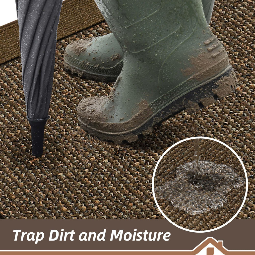 Indoor Door Mat 20" x 32", Dirt Trapper Door Mats, Brown