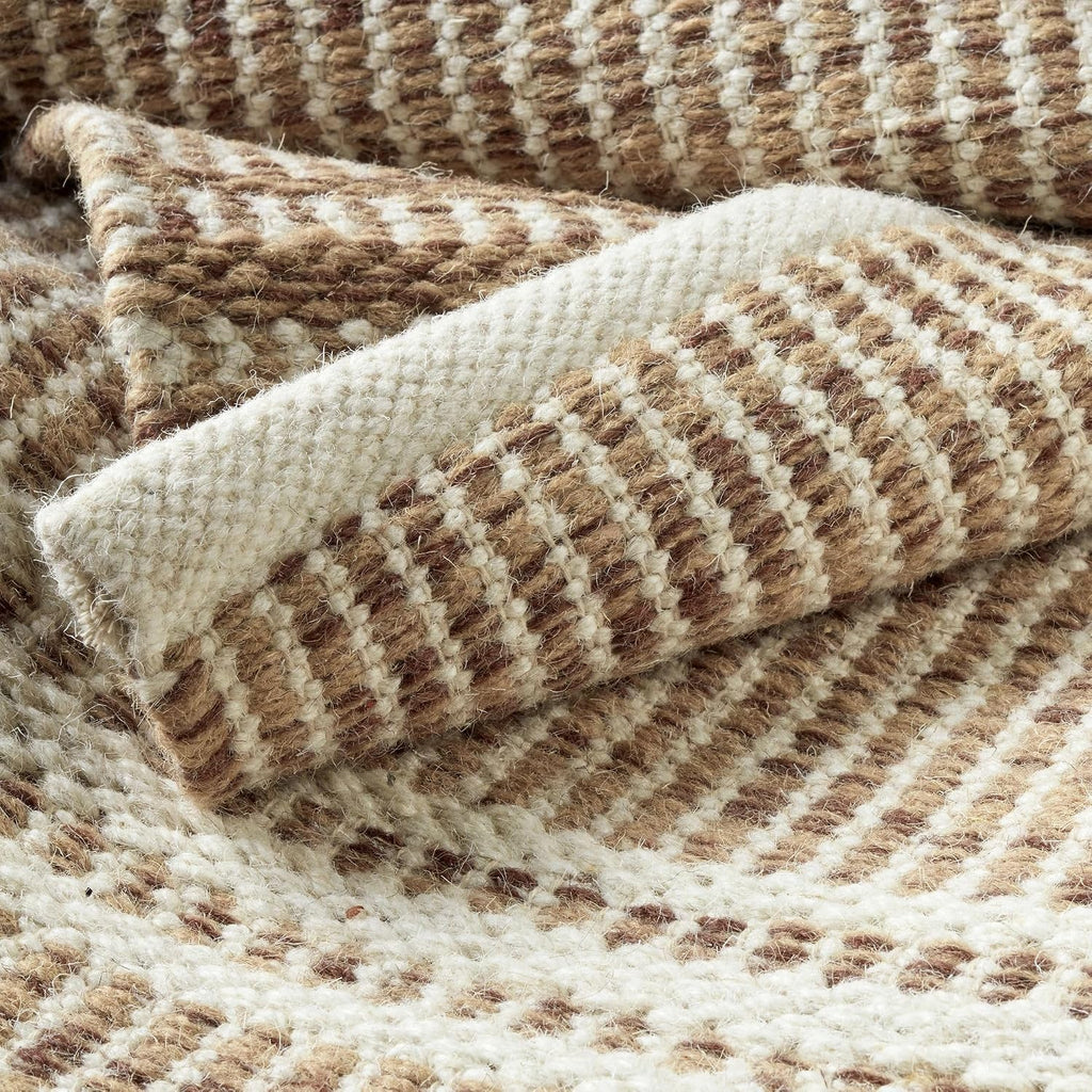 Malta Natural Striped Handwoven Wool Runner Rug, 2'6"x8'
