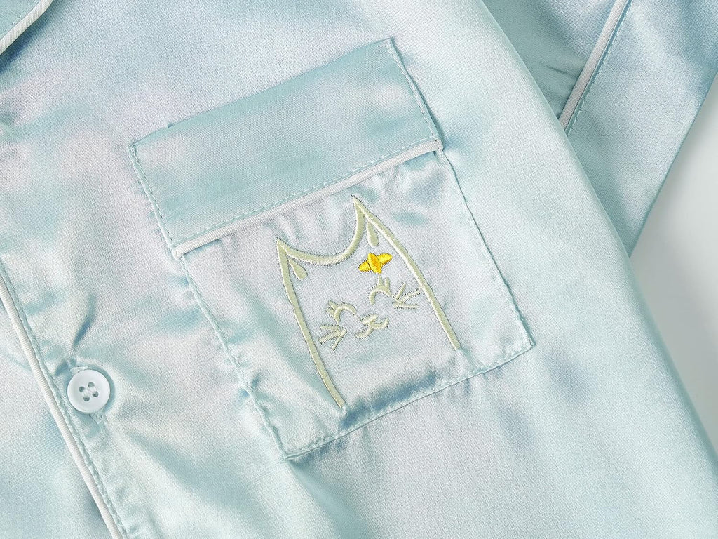 Girls Satin Pajamas, Shorts Sleeve Pants Button Up