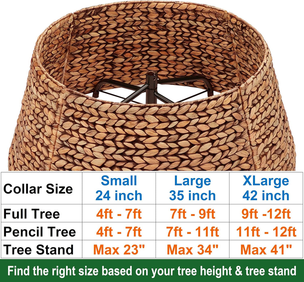Rattan Christmas Tree Collar, Brown Wash, 24 inch