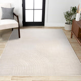 Y Hallie High-Low Curve Ivory/Cream Indoor/Outdoor Area Rug, 8x10, Minimalist, Japandi, Pet Friendly
